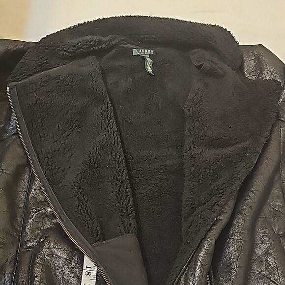Ralph Lauren Woman’s  Faux Leather Sherpa Bomber Jacket XL - Picture 7 of 9